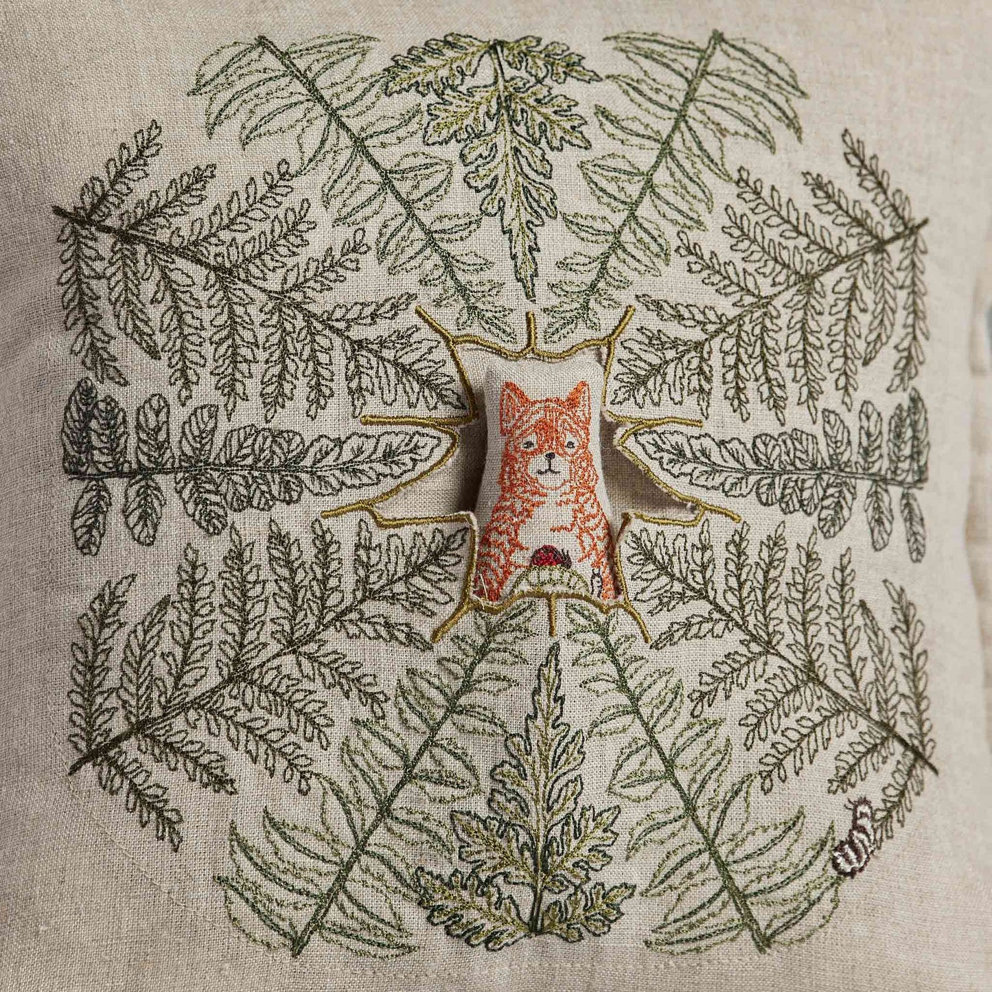 Fox with Ferns Pocket Pillow: Pillow Cover with Insert