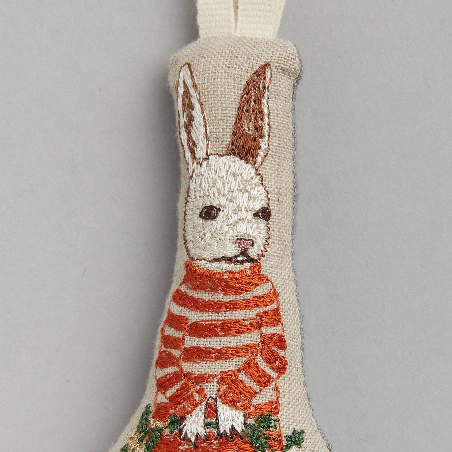 Bunny with Holly Ornament