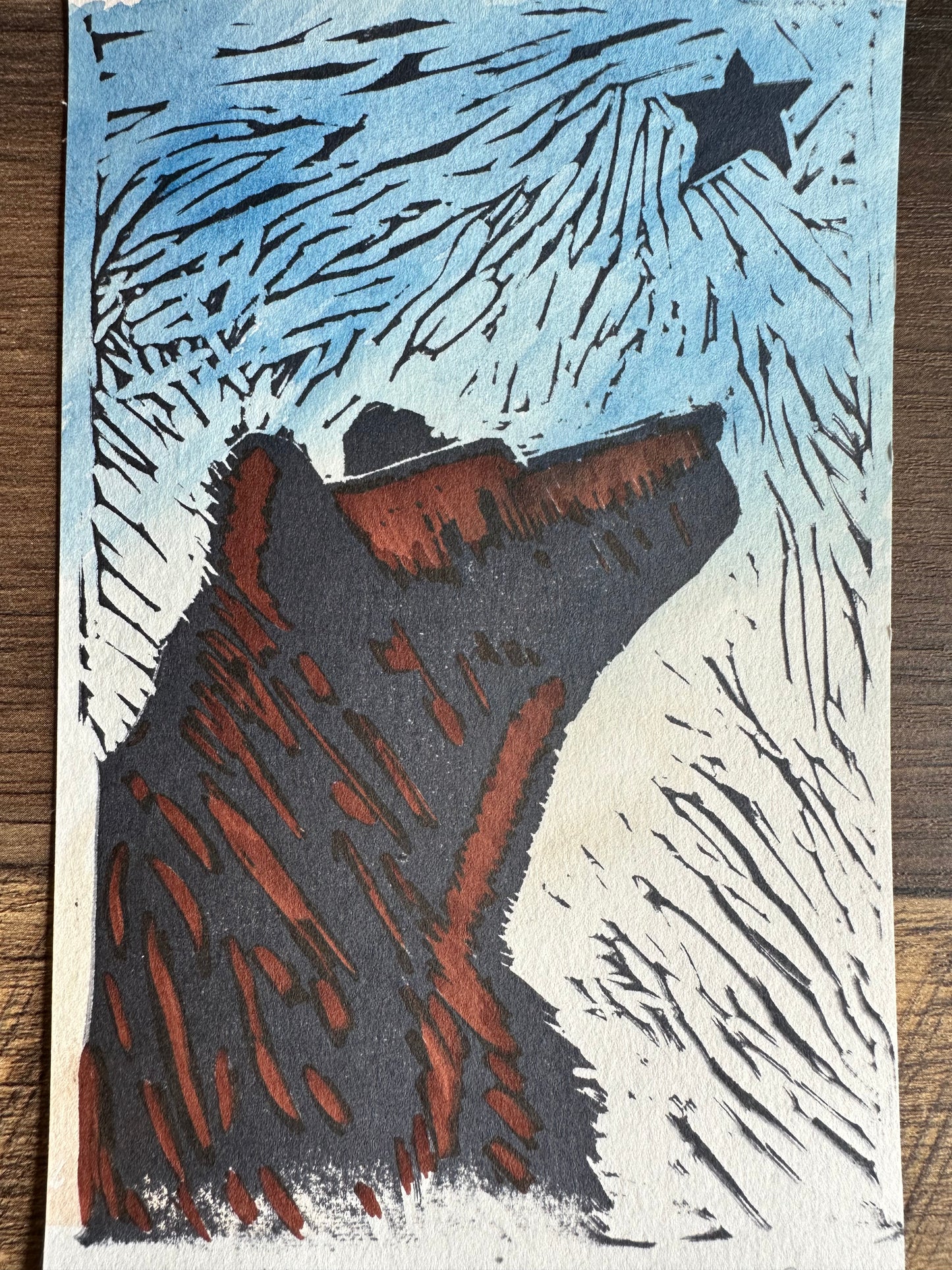 Ursa Minor Linocut Print