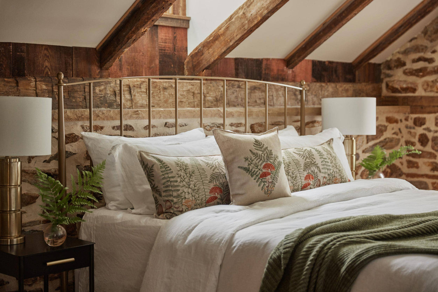 Mushrooms and Ferns Bouquet Pillow: Pillow Cover with Insert