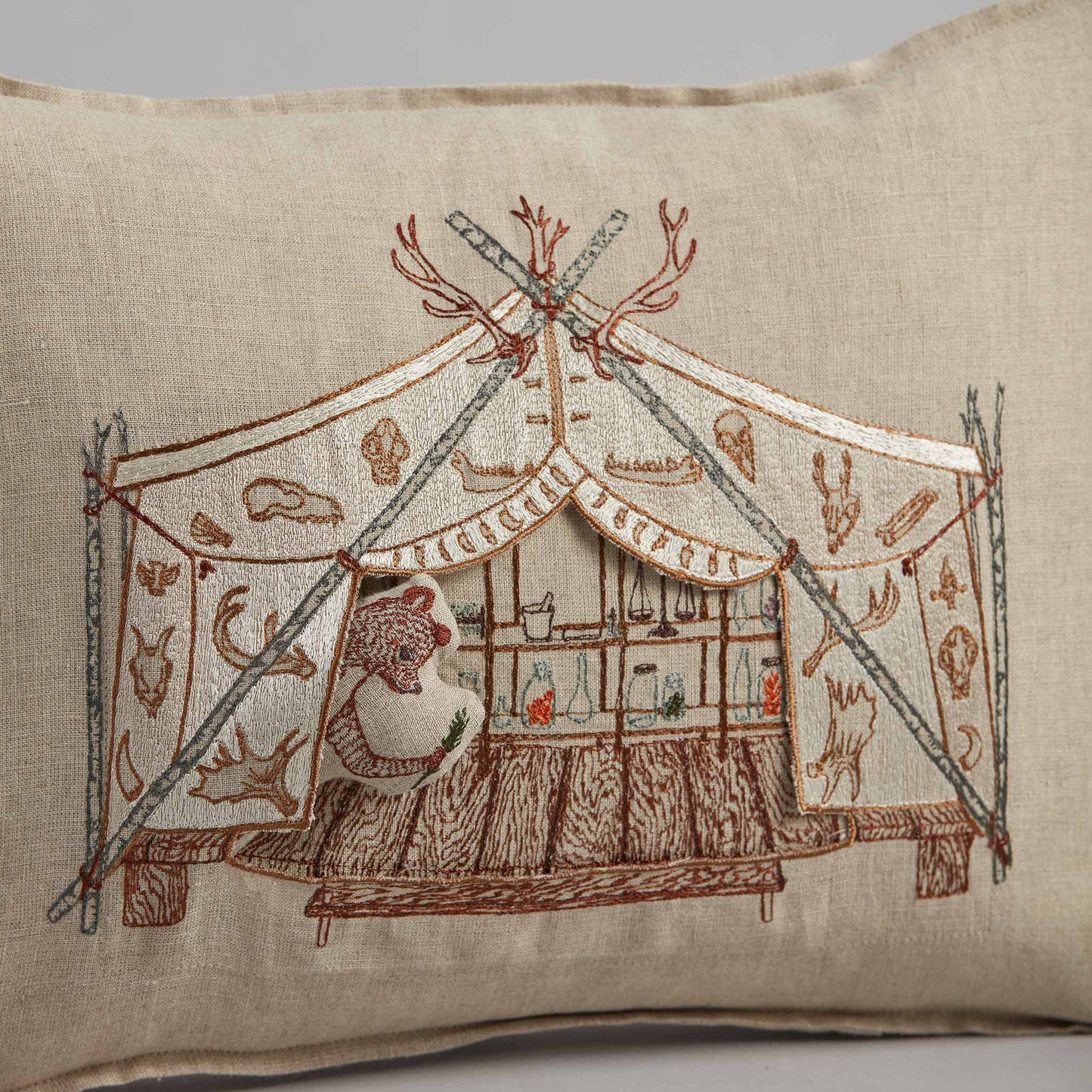 Bear Apothecary Tent Pocket Pillow: Pillow Cover with Insert