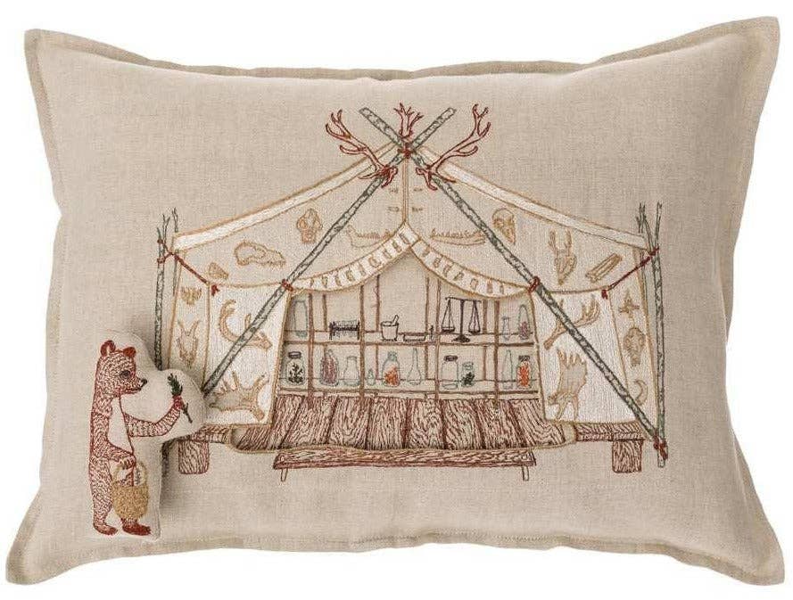 Bear Apothecary Tent Pocket Pillow: Pillow Cover with Insert