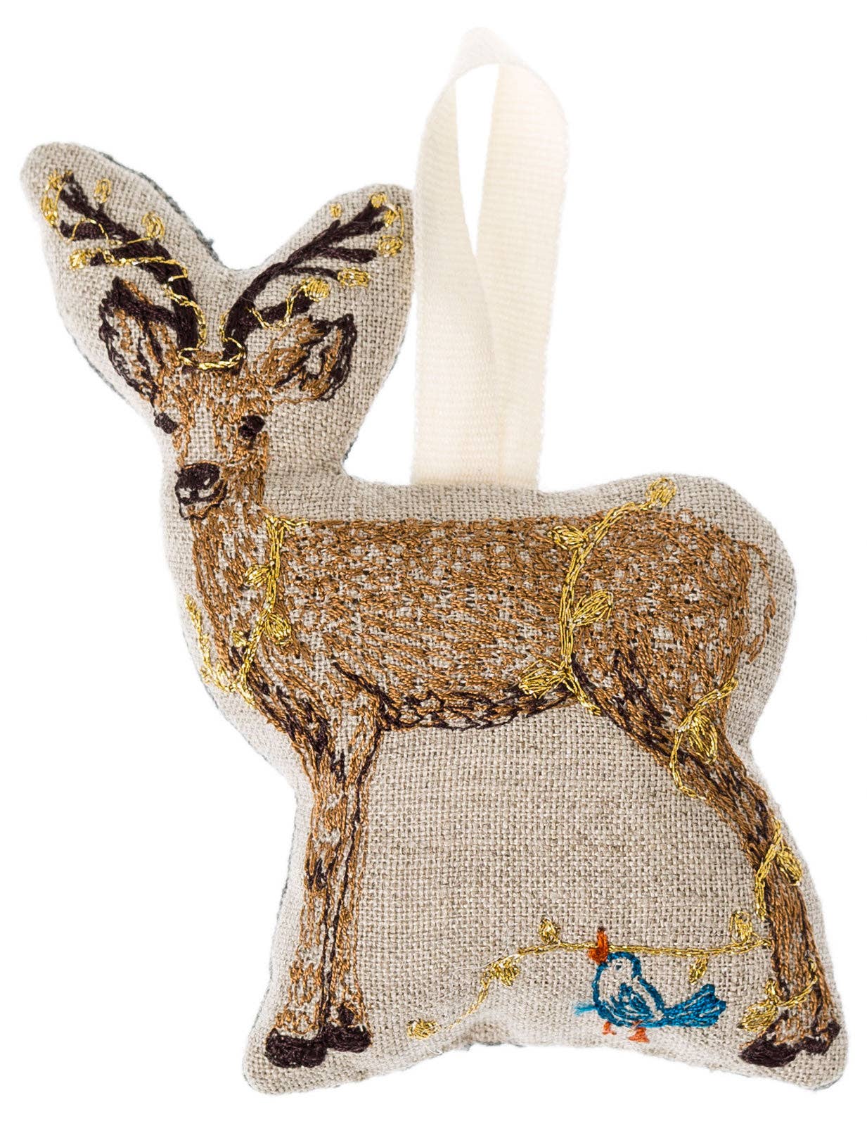 Embroidered Deer with Lights Ornament