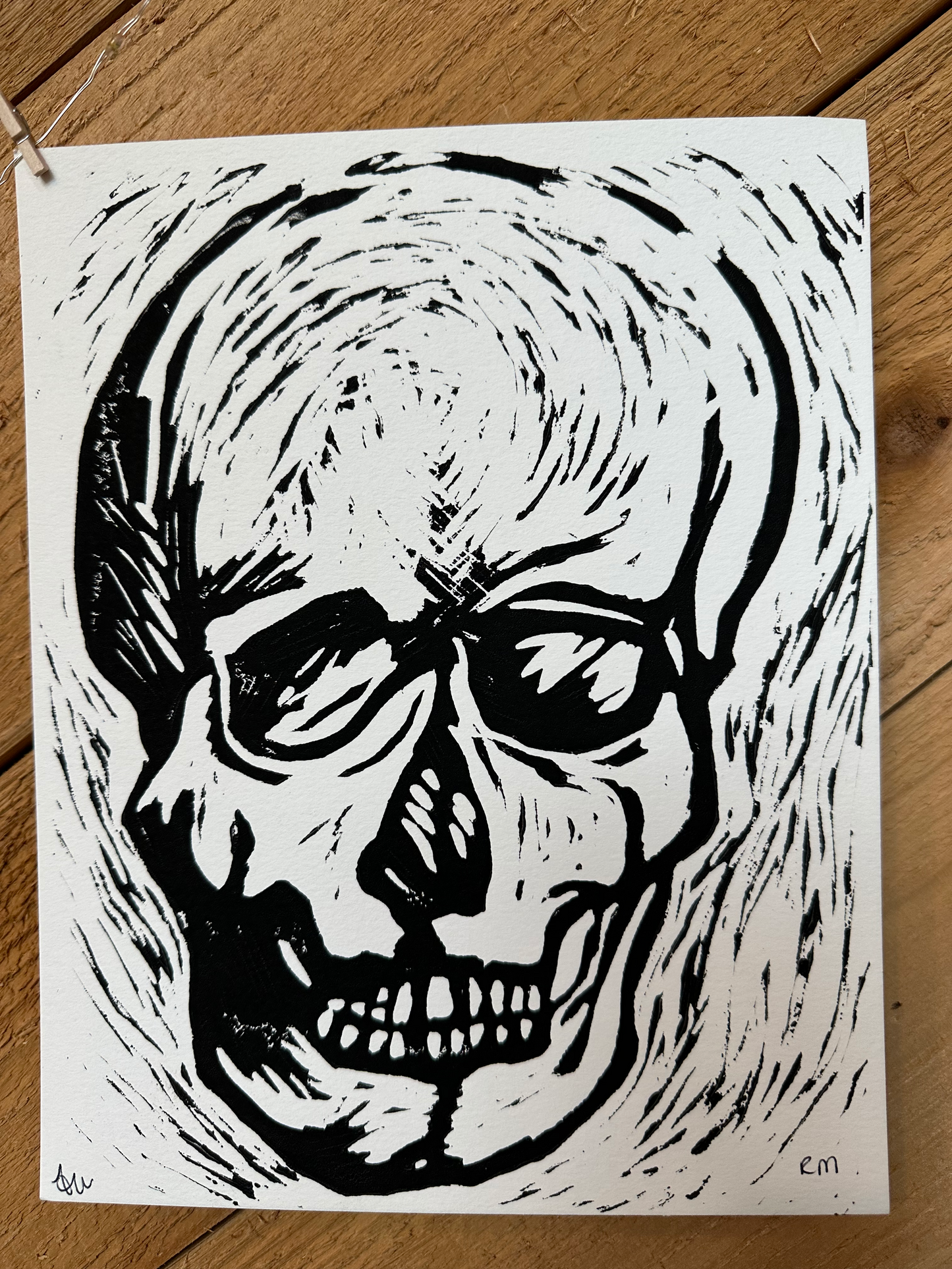 Skull Lino Print