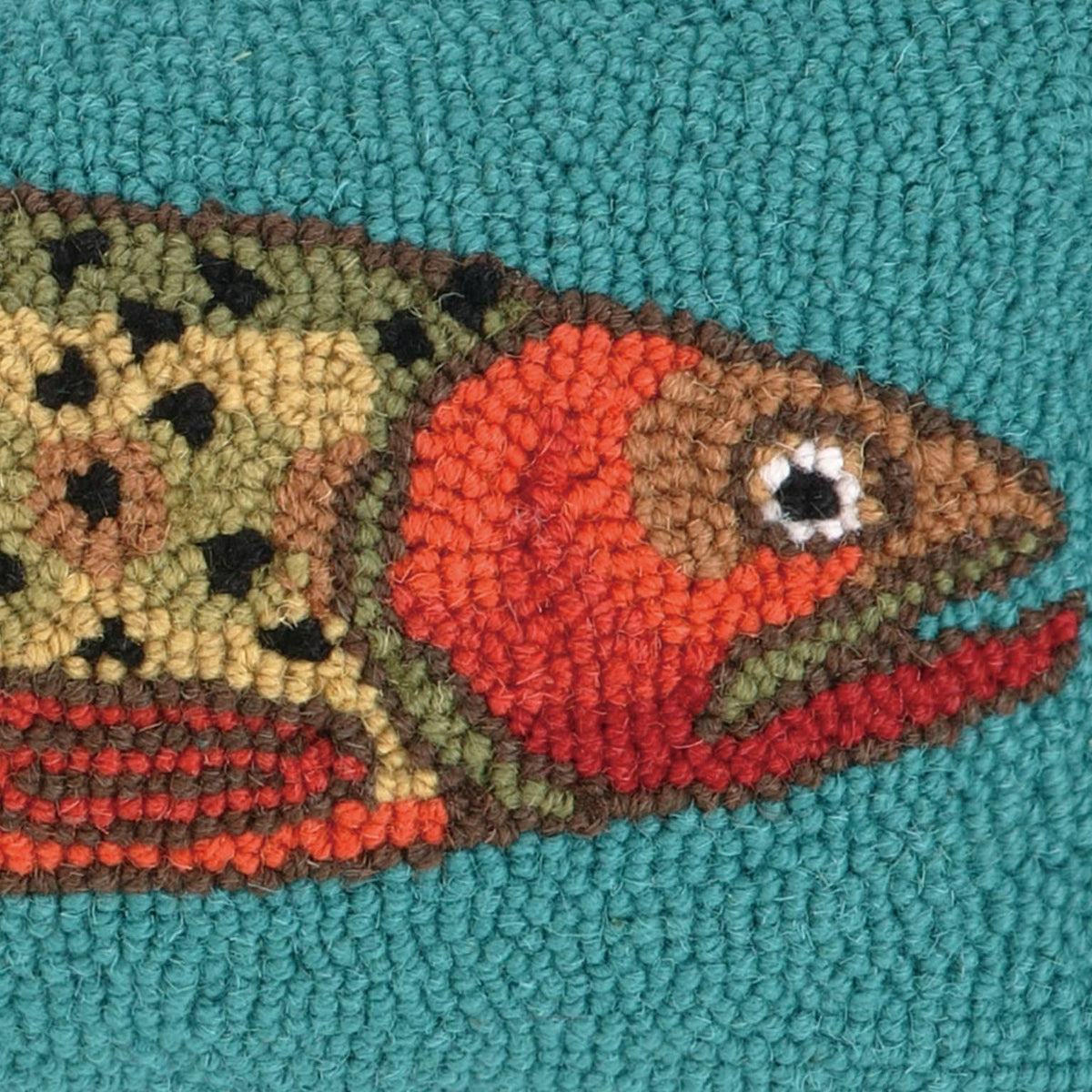 Trout Handhooked Pillow