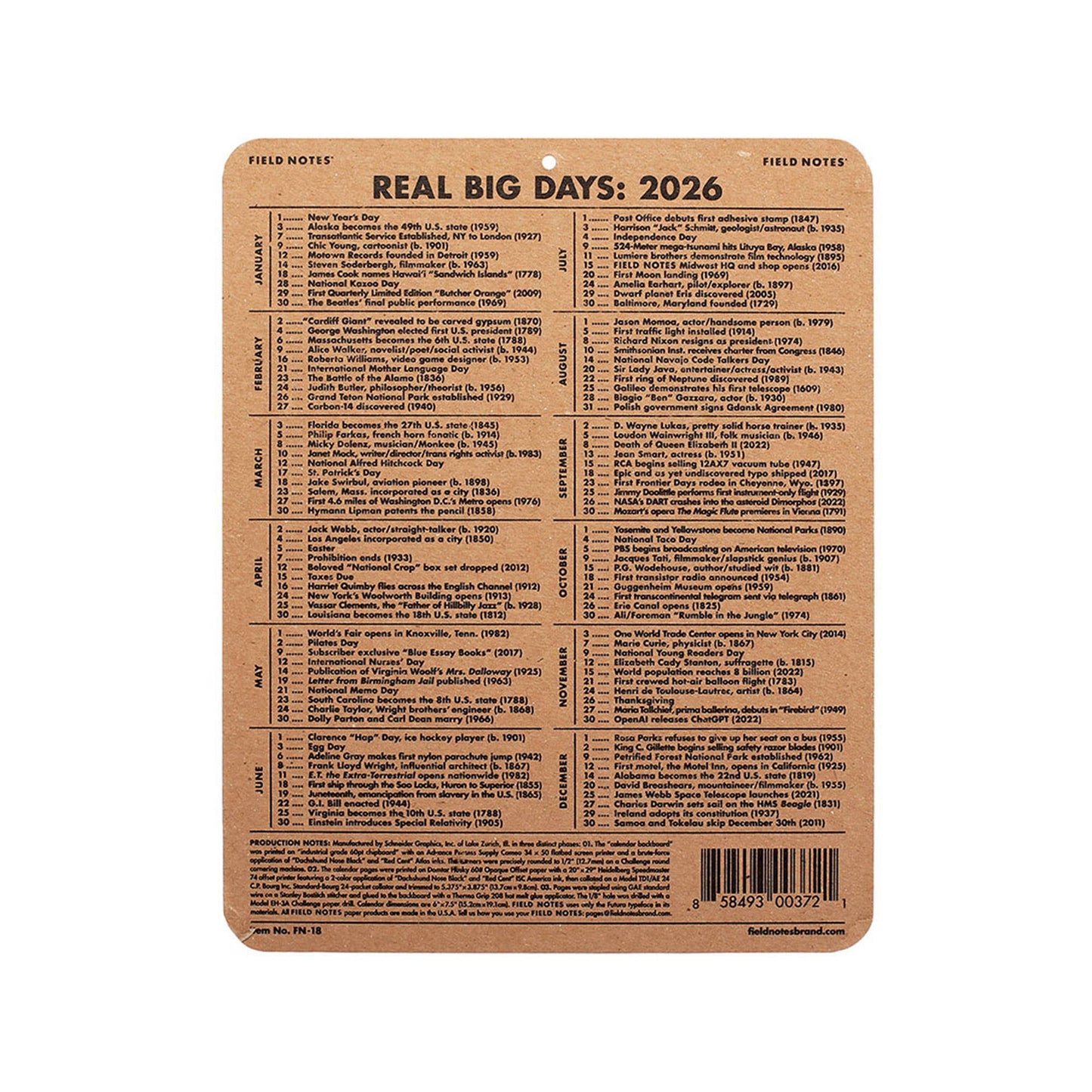 Vintage Style 2026 15-Month Work Station Calendar by Field Notes