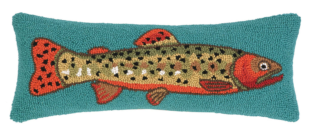 Trout Handhooked Pillow