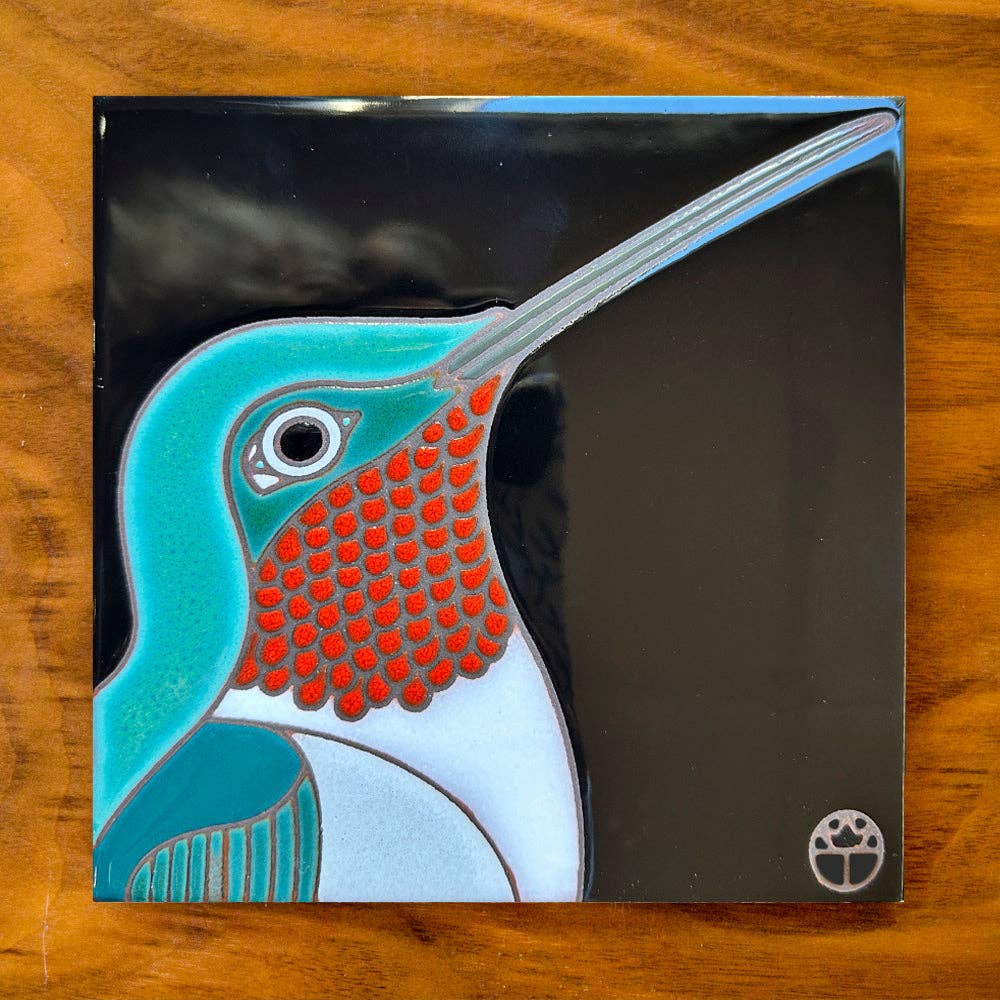 Hummingbird Hand Glazed Art Tile