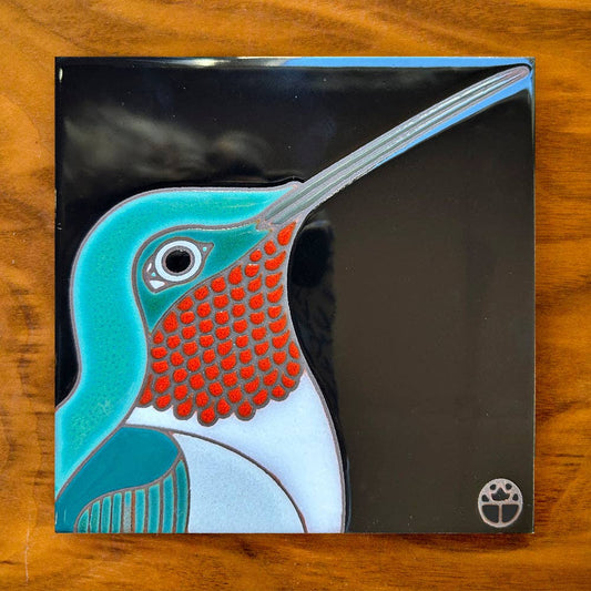 Hummingbird Hand Glazed Art Tile