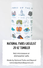 National Parks Checklist 20 oz Metal Tumbler