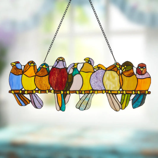 Handcrafted Stained Glass Bird Friends