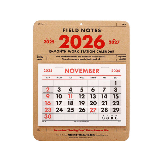 Vintage Style 2026 15-Month Work Station Calendar by Field Notes