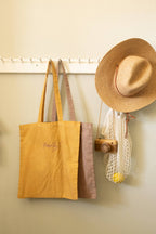 Hand-Embroidered and Dyed Cotton Tote With "Howdy"
