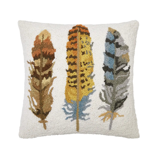 Wool Feathers Hooked Pillow